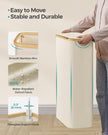 Laundry Basket – Oxford Fabric – Cream White – Slim Design with Lid and Removable Mesh Liner