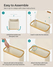 Laundry Basket – Oxford Fabric – Cream White – Slim Design with Lid and Removable Mesh Liner