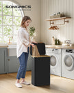 Laundry Basket – Oxford Fabric – Ink Black – Slim Design with Lid and Removable Mesh Liner