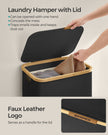 Laundry Basket – Oxford Fabric – Ink Black – Slim Design with Lid and Removable Mesh Liner