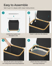 Laundry Basket – Oxford Fabric – Ink Black – Slim Design with Lid and Removable Mesh Liner