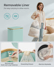 Laundry Basket – Oxford Fabric – Cream White – Space-Saving with Lid and Removable Mesh Liner