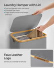 Laundry Basket – Oxford Fabric – Dove Grey – Slim Design with Lid and Removable Mesh Liner