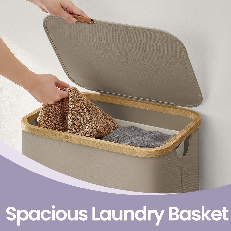 Laundry Hamper – Fabric – Ink Black – Large Capacity with Lid and Removable Mesh Liner