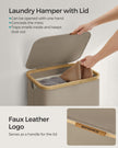 Laundry Basket – Oxford Fabric – Camel Brown – Slim Design with Lid and Removable Mesh Liner