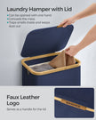 Laundry Basket – Oxford Fabric – Charcoal Blue – Slim, Collapsible with Lid and Removable Mesh Liner