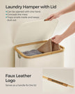 Laundry Basket – Oxford Fabric – Cream White – Space-Saving with Lid and Removable Mesh Liner