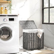 Laundry Hamper – Handwoven Rattan-Style – Grey – Lid & Removable Liner Bag