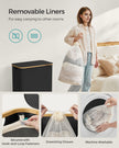 Large 130L Laundry Basket – Oxford Fabric – Ink Black – Collapsible with Lid and Removable Mesh Liner