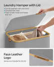 Laundry Basket – Oxford Fabric – Dove Grey – 2-Section with Lid and Removable Mesh Liner