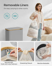 Laundry Basket – Oxford Fabric – Dove Grey – 2-Section with Lid and Removable Mesh Liner