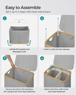 Laundry Basket – Oxford Fabric – Dove Grey – 2-Section with Lid and Removable Mesh Liner