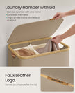 Laundry Basket – Oxford Fabric – Camel Brown – 2-Section with Lid and Removable Mesh Liner
