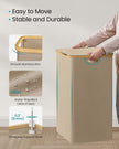 Laundry Basket – Oxford Fabric – Camel Brown – 2-Section with Lid and Removable Mesh Liner