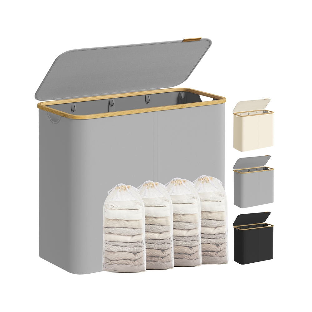 Laundry Basket – Oxford Fabric – Slim Design – With Lid and Removable Mesh Liner