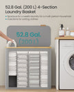 Laundry Basket – Oxford Fabric – Slim Design – With Lid and Removable Mesh Liner