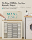 Laundry Basket – Oxford Fabric – Slim Design – With Lid and Removable Mesh Liner