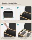 Laundry Basket – Oxford Fabric – Ink Black – 3-Section with Lid and Removable Mesh Liner