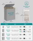 Laundry Hamper – Oxford Fabric – Dove Grey – 3-Section with Lid and Removable Mesh Liner