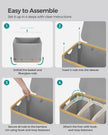Laundry Hamper – Oxford Fabric – Dove Grey – 3-Section with Lid and Removable Mesh Liner