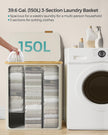 Laundry Basket – Oxford Fabric – Cream White – 150L, Removable Mesh Liner, Collapsible