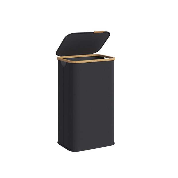 Laundry Hamper with Lid - 100L - Oxford Fabric - Foldable - Bamboo Frame