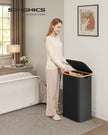 Laundry Hamper with Lid - 100L - Oxford Fabric - Foldable - Bamboo Frame