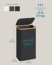 Laundry Hamper with Lid - 100L - Oxford Fabric - Foldable - Bamboo Frame