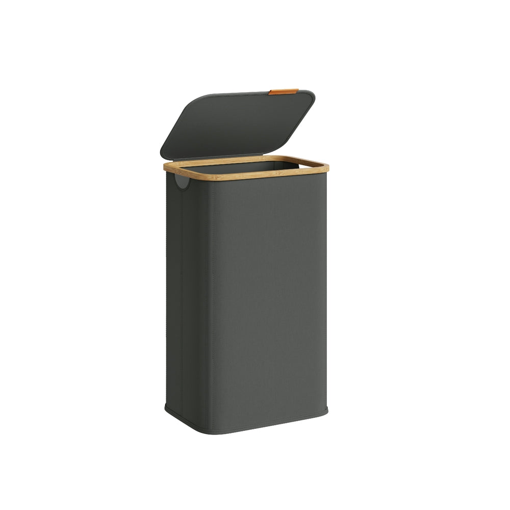 Laundry Hamper with Lid - 100L - Oxford Fabric - Foldable - Bamboo Frame