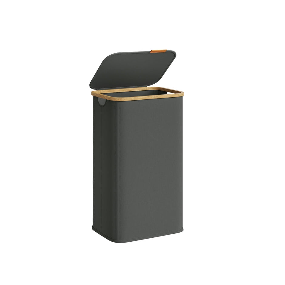 Laundry Hamper with Lid - 100L - Oxford Fabric - Foldable - Bamboo Frame