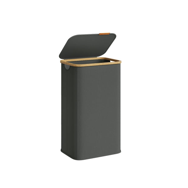 Laundry Hamper with Lid - 100L - Oxford Fabric - Foldable - Bamboo Frame