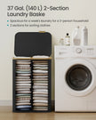 Laundry Basket - 140L - Oxford Fabric - 2 Compartments - Foldable