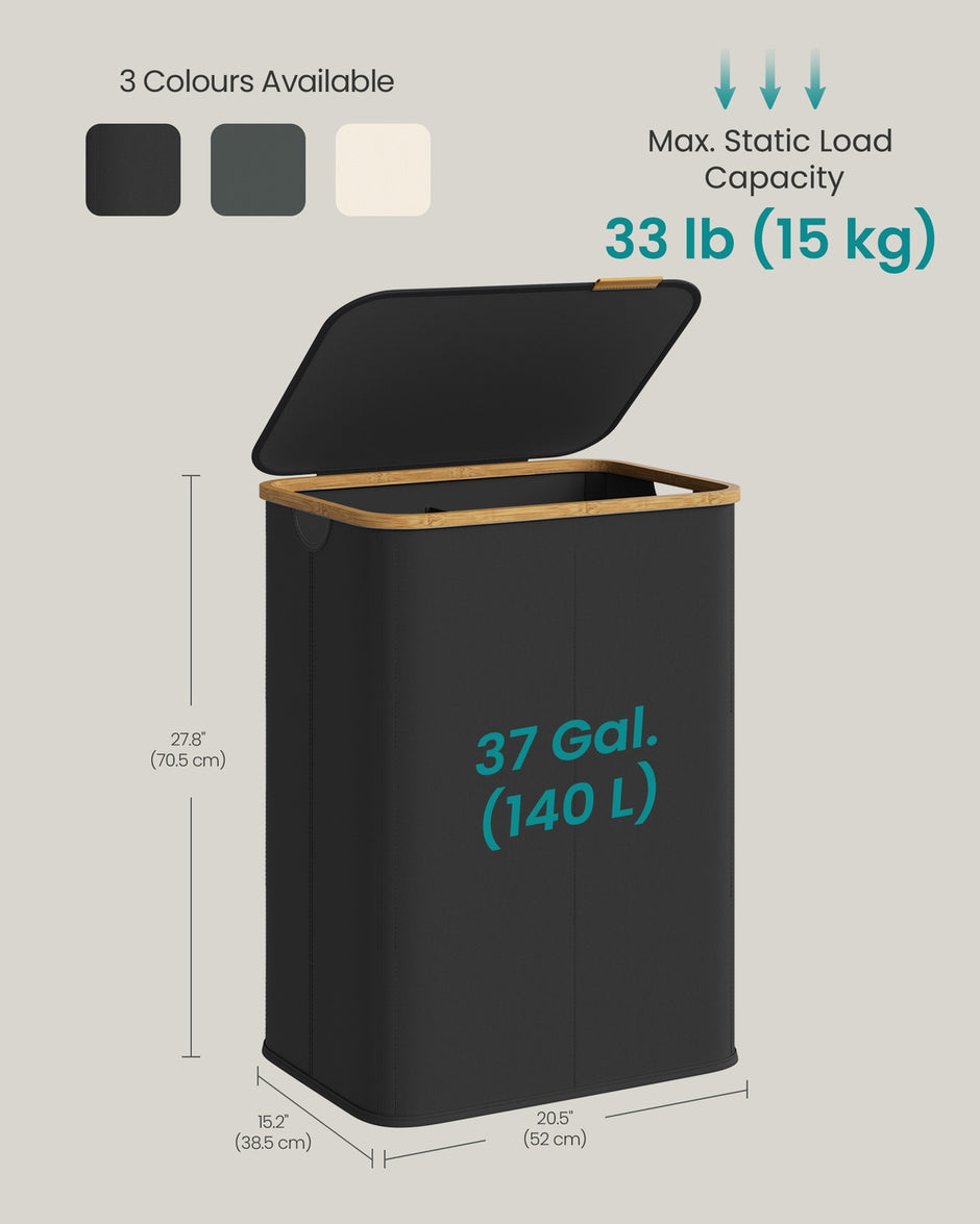 Laundry Basket - 140L - Oxford Fabric - 2 Compartments - Foldable