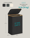 Laundry Basket - 140L - Oxford Fabric - 2 Compartments - Foldable