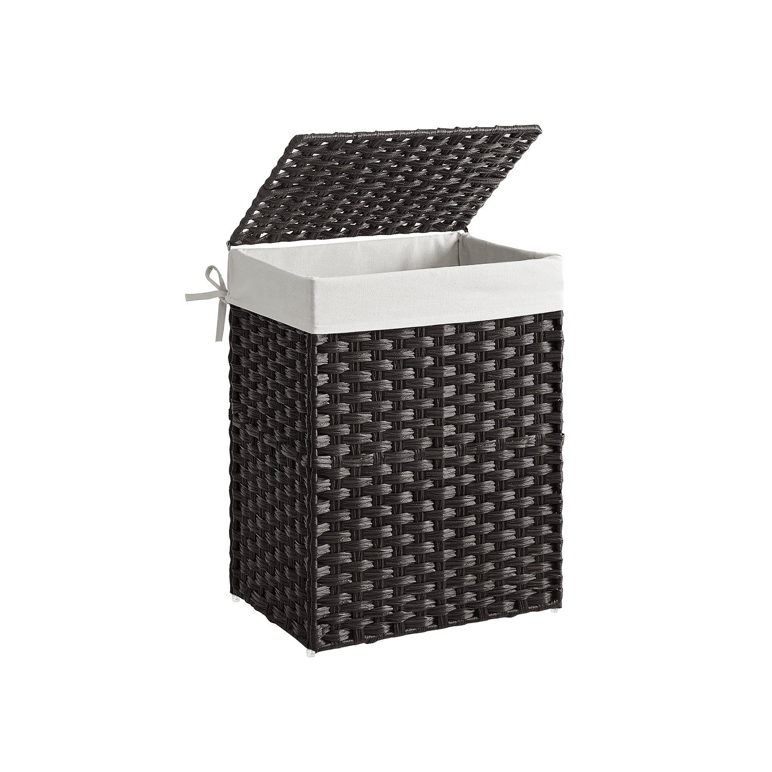Laundry Basket – Synthetic Rattan Wicker – Natural – 90L Capacity, Foldable with Lid and Removable Liner Bag