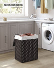 Laundry Basket – Synthetic Rattan Wicker – Natural – 90L Capacity, Foldable with Lid and Removable Liner Bag