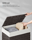 Laundry Basket – Synthetic Rattan Wicker – Natural – 90L Capacity, Foldable with Lid and Removable Liner Bag