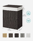 Laundry Basket – Synthetic Rattan Wicker – Natural – 90L Capacity, Foldable with Lid and Removable Liner Bag