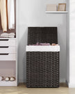Laundry Basket – Synthetic Rattan Wicker – Natural – 90L Capacity, Foldable with Lid and Removable Liner Bag