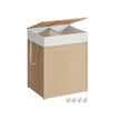 Laundry Basket – Fabric – Natural Beige and Matte White – Dual Compartment with Lid and Wheels