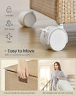 Laundry Basket – Fabric – Natural Beige and Matte White – Dual Compartment with Lid and Wheels