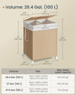 Laundry Basket – Fabric – Natural Beige and Matte White – Dual Compartment with Lid and Wheels