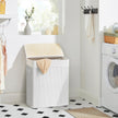 2 Sections Laundry Basket – Bamboo – Natural – XXL 100L with Removable Washable Lining