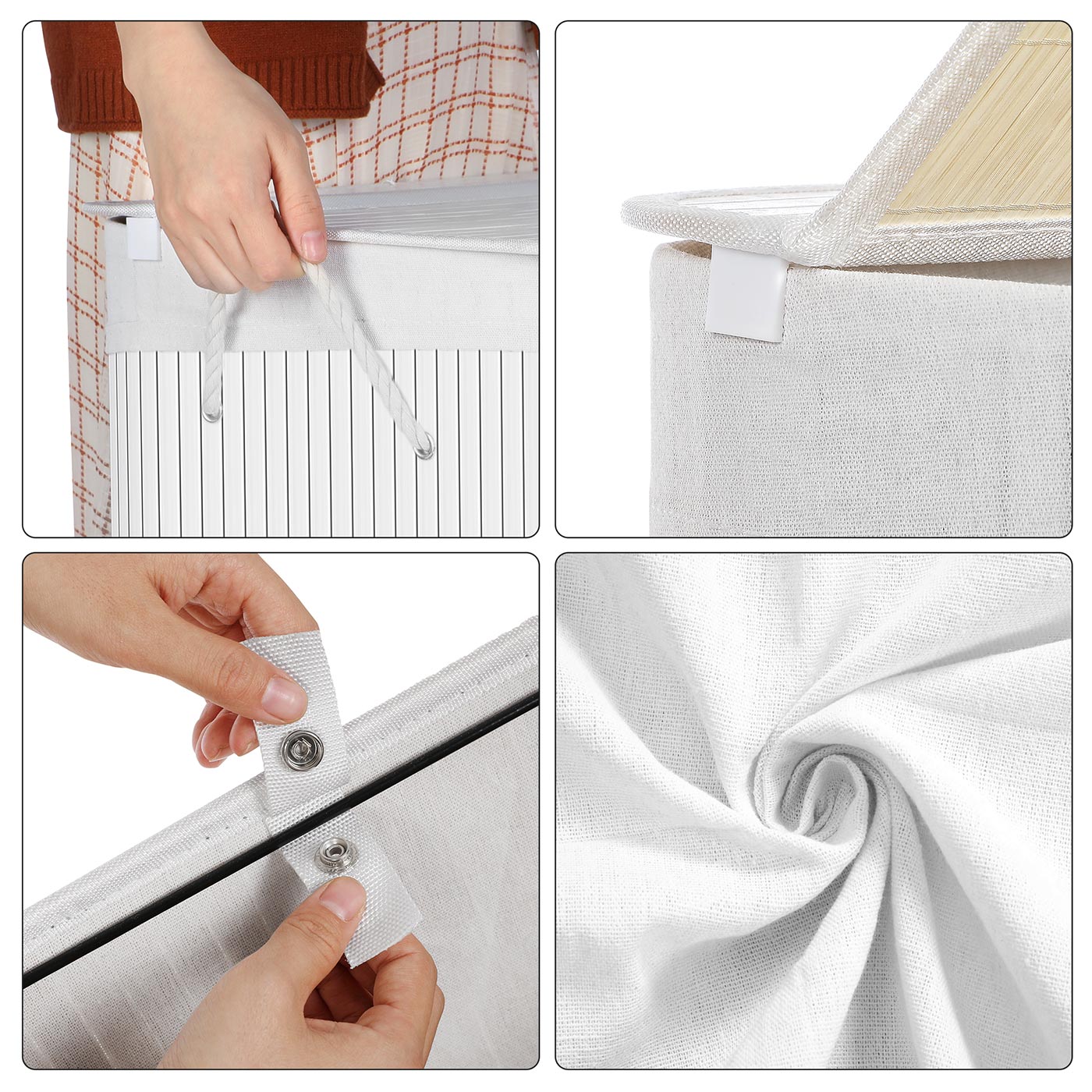 2 Sections Laundry Basket – Bamboo – Natural – XXL 100L with Removable Washable Lining