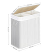 2 Sections Laundry Basket – Bamboo – Natural – XXL 100L with Removable Washable Lining