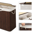 Laundry Basket – Bamboo – Brown – 100L Capacity with Divided Sections and Clip Lid