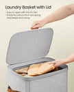 Laundry Basket – Fabric – Dove Grey – 100L Capacity with Lid and Removable Liner