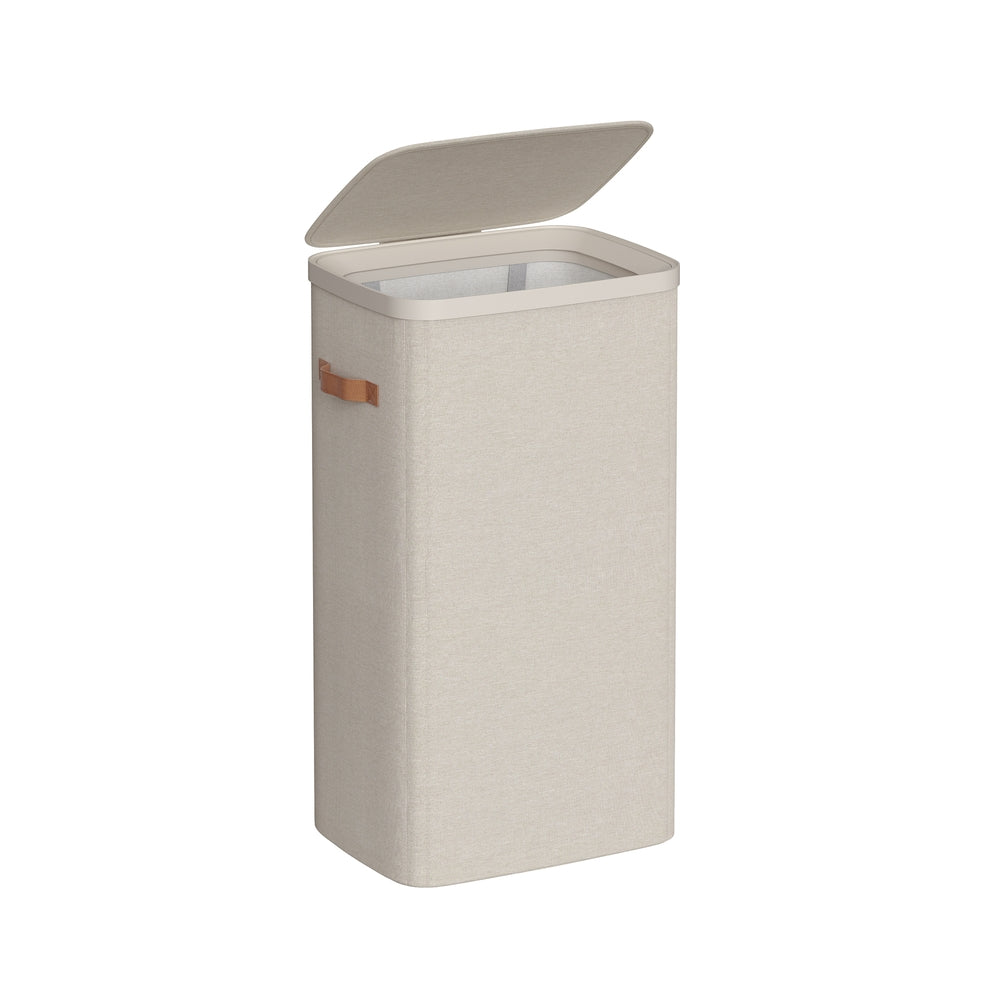 Laundry Basket – Fabric – Dove Grey – 100 L Capacity with Lid and Handles