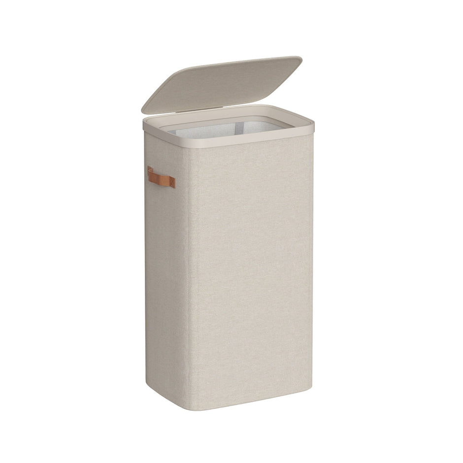 Laundry Basket – Fabric – Dove Grey – 100 L Capacity with Lid and Handles