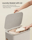 Laundry Basket – Fabric – Dove Grey – 100 L Capacity with Lid and Handles